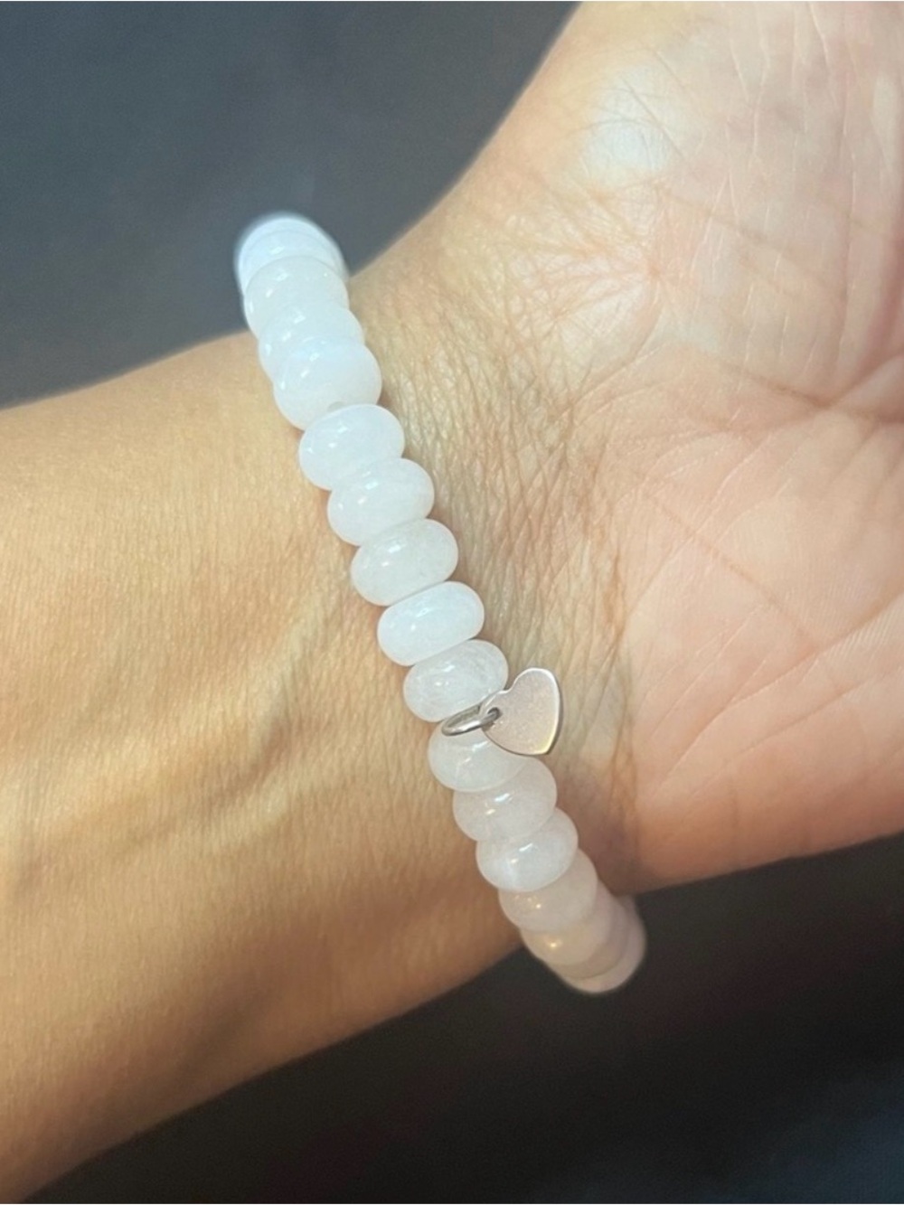 Natural White Jade, Red Stone Cross Beaded Bracelet - Picture 3 of 3